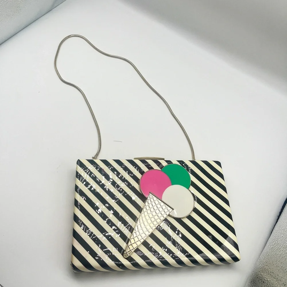 kate spade Ice Cream Cone Striped Black and White Crossbody - Picture 4 of 9
